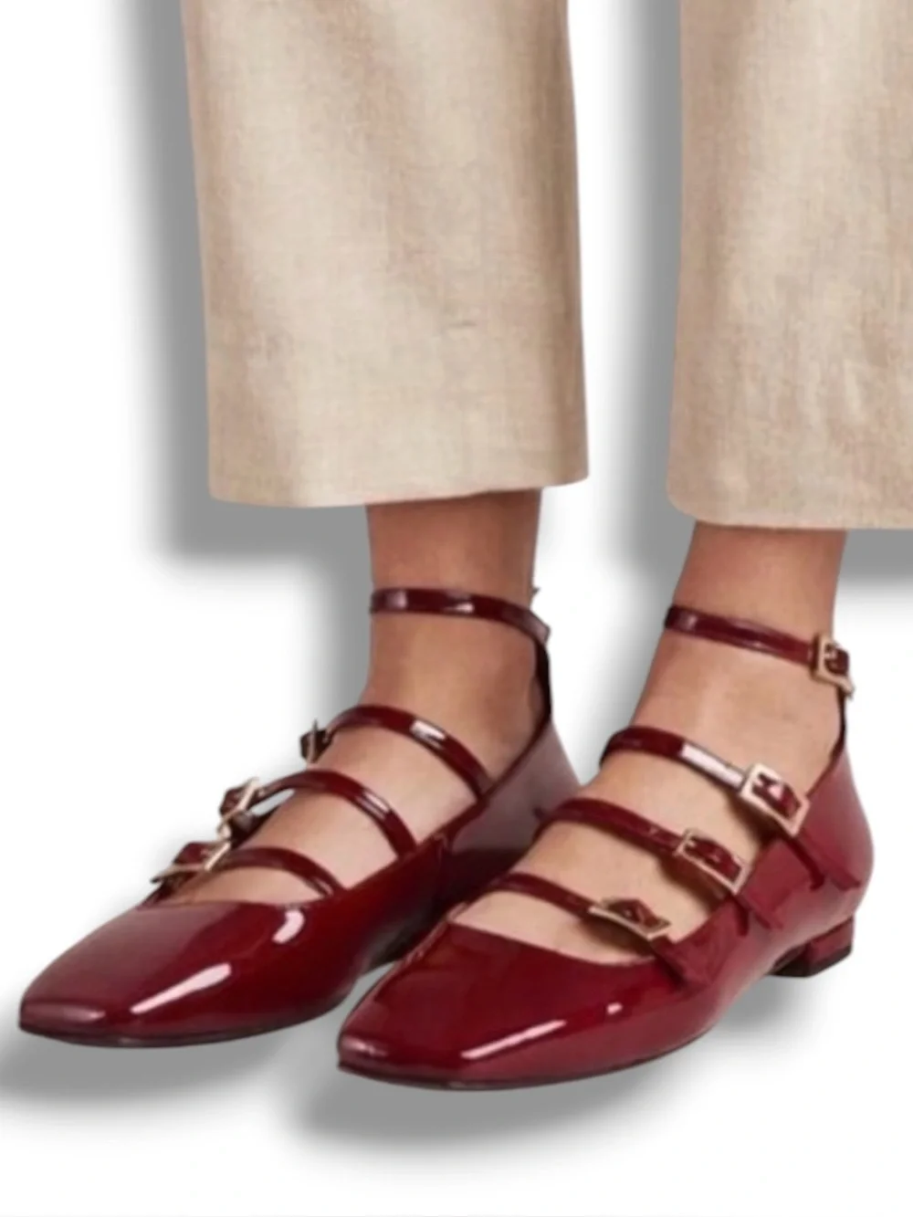 ALOHAS Luke Leather Ballet Ballerina Flats Wine Burgundy Size 38 US 7-7.5